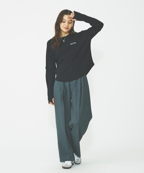 MILKFED.(ミルクフェド)の「WAFFLE B/B TOP(Tシャツ/カットソー・レディース・オフホワイト/ブラック/ブラウン・ONE SIZE)」の17枚目の写真