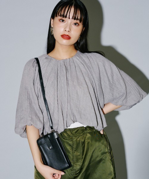 セール】フラッフィーガーゼショートバルーンジャケットトップ