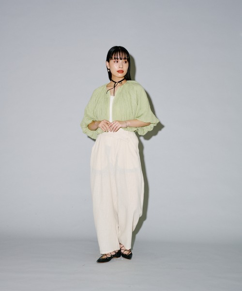 セール】フラッフィーガーゼショートバルーンジャケットトップ