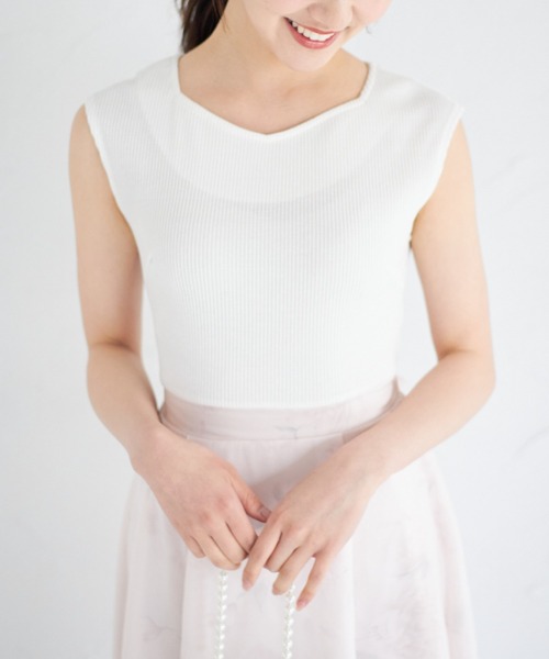 tocco closet(トッコ クローゼット)の「ウエストりぼん付きラメシフォン×フラワープリントドッキングワンピース(ワンピース・レディース・ピンク/ブラック・M)」の7枚目の写真