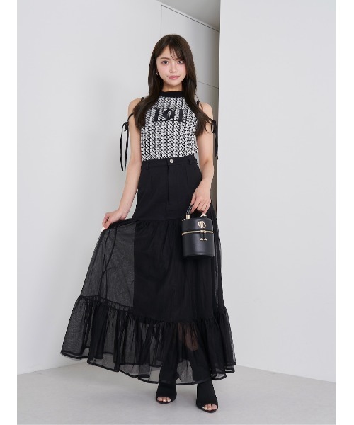 ダーリッチ　ロゴミックスノースリニットトップス　ワンピース　ピンク　Tシャツ ダーリッチ Darich ロゴアメスリニットミニワンピース （ピンク