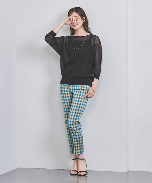 UNITED ARROWS(ユナイテッドアローズ)の「シアー ボートネックニット(ニット/セーター・レディース・ブラック/ナチュラル/オフホワイト/ライトブルー・FREE)」の10枚目の写真