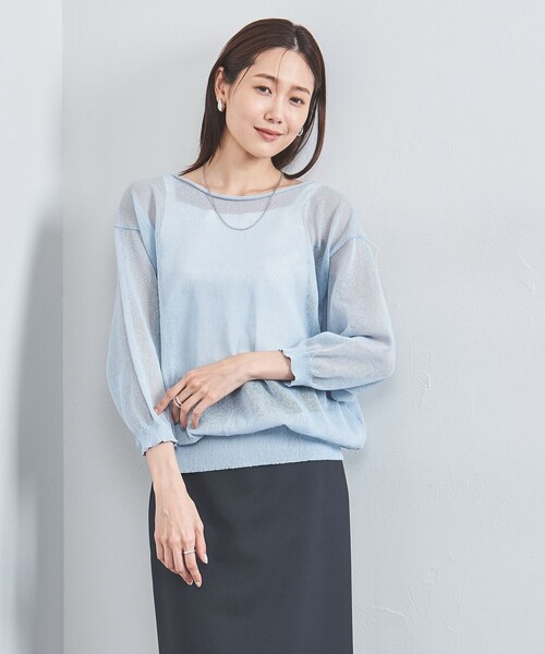 UNITED ARROWS(ユナイテッドアローズ)の「シアー ボートネックニット(ニット/セーター・レディース・ブラック/ナチュラル/オフホワイト/ライトブルー・FREE)」の12枚目の写真