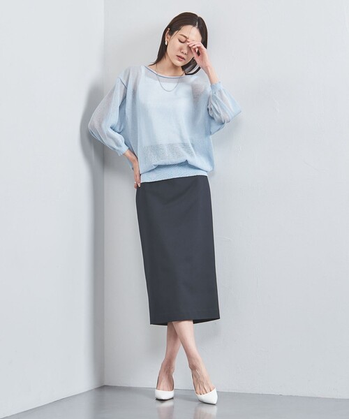 UNITED ARROWS(ユナイテッドアローズ)の「シアー ボートネックニット(ニット/セーター・レディース・ブラック/ナチュラル/オフホワイト/ライトブルー・FREE)」の13枚目の写真