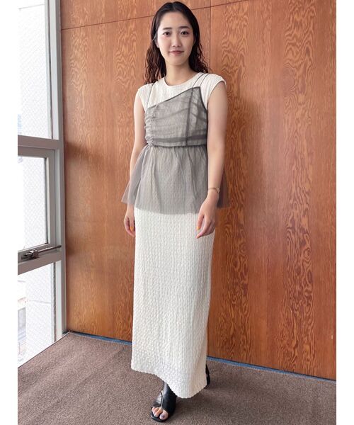 LAGUNAMOON（ラグナムーン）の「チュールペプラムセットカットワンピース（ワンピース・レディース・アイボリー/ブラック・SMALL/MEDIUM）」の9枚目の写真