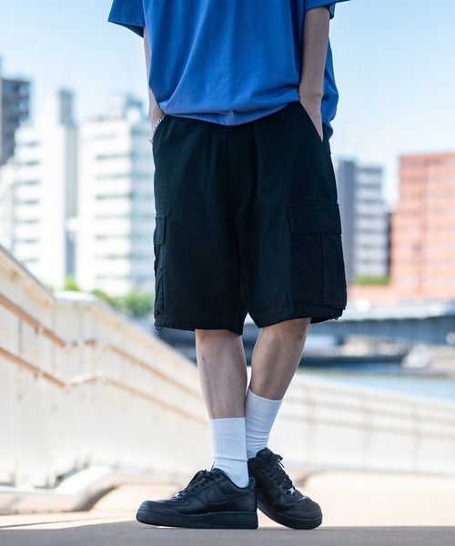 JOHN'S CLOSET（ジョンズクローゼット）の「【13】ツイルワイドカーゴショーツ（カーゴパンツ・メンズ・ブラック/カーキ/ウッドランド・MEDIUM/LARGE）」の14枚目の写真