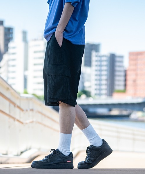 JOHN'S CLOSET（ジョンズクローゼット）の「【13】ツイルワイドカーゴショーツ（カーゴパンツ・メンズ・ブラック/カーキ/ウッドランド・MEDIUM/LARGE）」の9枚目の写真