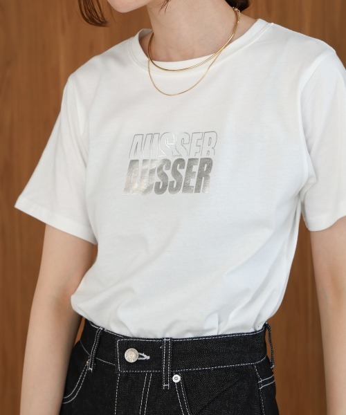 Bab(バブ)の「シルバーロゴプリントTシャツ(Tシャツ/カットソー・レディース・ブラック/チャコールグレー/杢グレー/オフホワイト・FREE)」の2枚目の写真