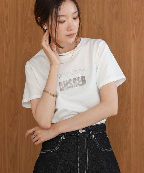 Bab(バブ)の「シルバーロゴプリントTシャツ(Tシャツ/カットソー・レディース・ブラック/チャコールグレー/杢グレー/オフホワイト・FREE)」の5枚目の写真