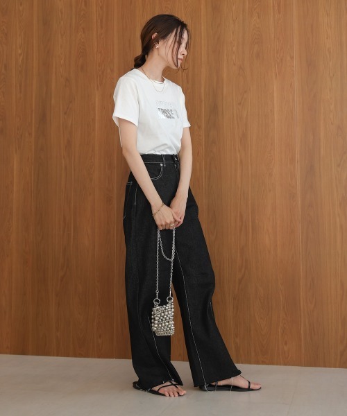 Bab(バブ)の「シルバーロゴプリントTシャツ(Tシャツ/カットソー・レディース・ブラック/チャコールグレー/杢グレー/オフホワイト・FREE)」の10枚目の写真