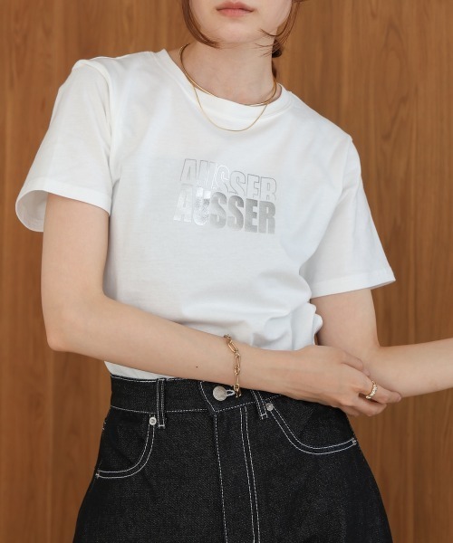 Bab(バブ)の「シルバーロゴプリントTシャツ(Tシャツ/カットソー・レディース・ブラック/チャコールグレー/杢グレー/オフホワイト・FREE)」の11枚目の写真