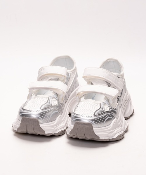 SVEC（シュベック）の「厚底 ベルクロ スニーカーサンダル（スニーカー・レディース・ピンク/ホワイト・35/36/37/38/39）」の4枚目の写真