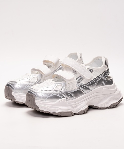 SVEC（シュベック）の「厚底 ベルクロ スニーカーサンダル（スニーカー・レディース・ピンク/ホワイト・35/36/37/38/39）」の3枚目の写真