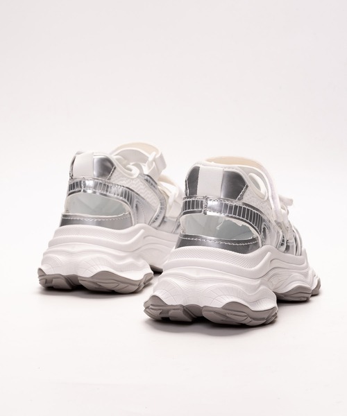 Balenciaga シルバー厚底サンダル ４．５㎝ベルクロ 厚底 ベルクロ スニーカーサンダル（スニーカー）｜SVEC