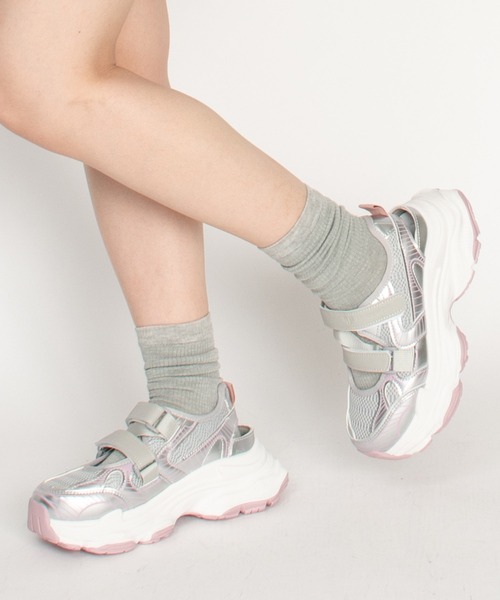 SVEC（シュベック）の「厚底 ベルクロ スニーカーサンダル（スニーカー・レディース・ピンク/ホワイト・35/36/37/38/39）」の12枚目の写真