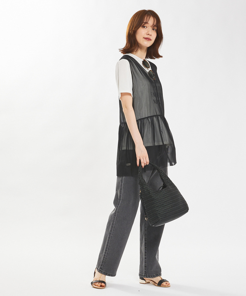 abahouse mavie（アバハウスマヴィ）の「チュールレイヤード2WAYタンク（タンクトップ・レディース・ブラック/ホワイト・フリー）」の8枚目の写真