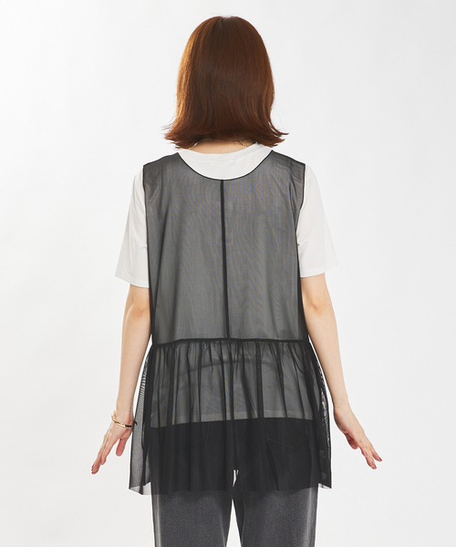 abahouse mavie（アバハウスマヴィ）の「チュールレイヤード2WAYタンク（タンクトップ・レディース・ブラック/ホワイト・フリー）」の18枚目の写真