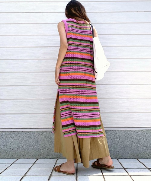 美品】ミナ ペルホネン アルパカ混 ボーダー ニットワンピース