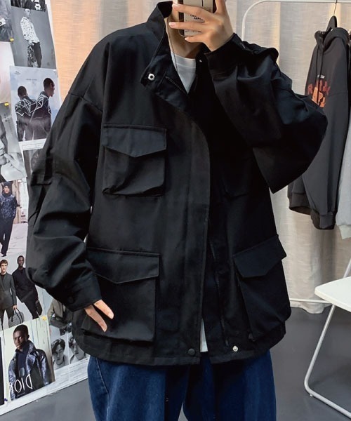 ROOPTOKYO(ループトウキョウ)の「▲military zip jacket/ミリタリー ジップジャケット(ブルゾン・メンズ・ブラック/グリーン・XL/2XL)」の2枚目の写真