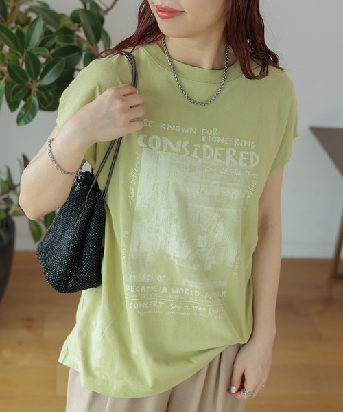 LEPSIM(レプシィム)の「フレンチスリーブプリントチュニック 124107(Tシャツ/カットソー・レディース・イエロー/グレー/ブルー/オフホワイト・FREE)」の4枚目の写真