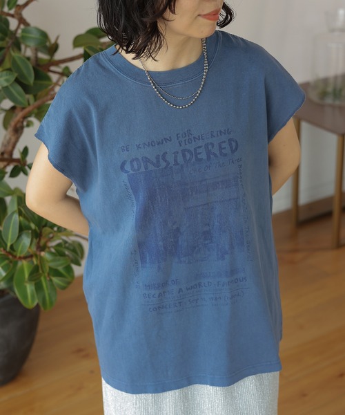 LEPSIM(レプシィム)の「フレンチスリーブプリントチュニック 124107(Tシャツ/カットソー・レディース・イエロー/グレー/ブルー/オフホワイト・FREE)」の3枚目の写真