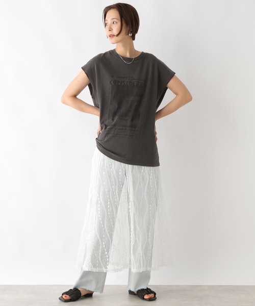 LEPSIM(レプシィム)の「フレンチスリーブプリントチュニック 124107(Tシャツ/カットソー・レディース・イエロー/グレー/ブルー/オフホワイト・FREE)」の6枚目の写真