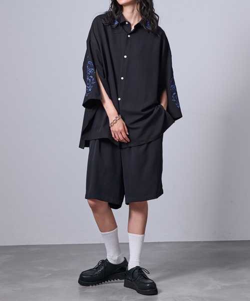 JUNRED(ジュンレッド)の「スリットワイドスリーブ刺繍シャツ(シャツ/ブラウス・メンズ・ホワイト/ブラック・L/M/S)」の13枚目の写真