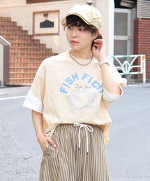 DOUBLE NAME | FISH FIGHTスラブ天竺TEE(Tシャツ/カットソー)