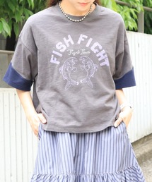 DOUBLE NAME | FISH FIGHTスラブ天竺TEE(Tシャツ/カットソー)
