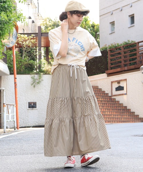 DOUBLE NAME（ダブルネーム）の「FISH FIGHTスラブ天竺TEE（Tシャツ/カットソー・レディース・ブルー/ベージュ/スミクロ・FREE）」の14枚目の写真