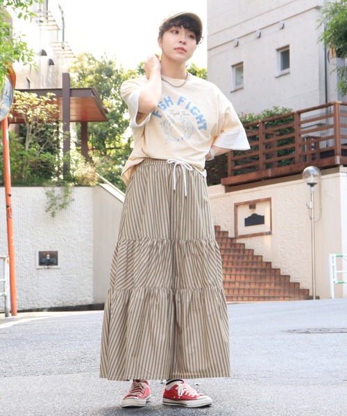 DOUBLE NAME（ダブルネーム）の「FISH FIGHTスラブ天竺TEE（Tシャツ/カットソー・レディース・ブルー/ベージュ/スミクロ・FREE）」の19枚目の写真