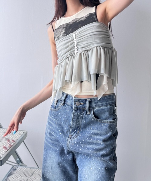 Y2K SYNAPSE FACTORY（ワイツーケー シナプスファクトリー）の「【シアー】フリルベージュ２WAYスカート（スカート・レディース・ベージュ・FREE）」の12枚目の写真