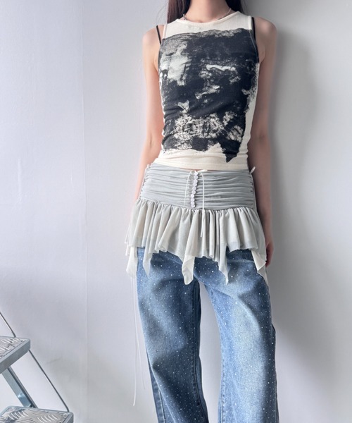 Y2K SYNAPSE FACTORY（ワイツーケー シナプスファクトリー）の「【シアー】フリルベージュ２WAYスカート（スカート・レディース・ベージュ・FREE）」の15枚目の写真