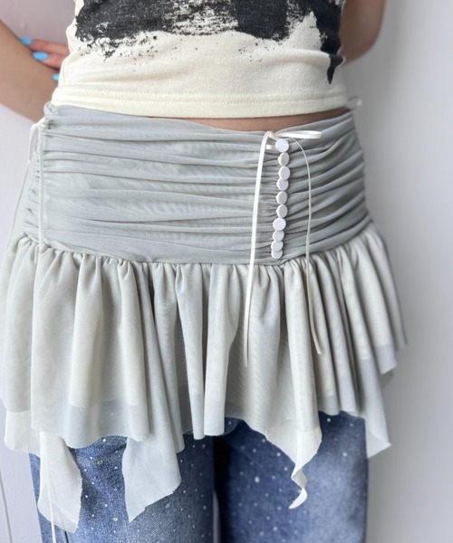 Y2K SYNAPSE FACTORY（ワイツーケー シナプスファクトリー）の「【シアー】フリルベージュ２WAYスカート（スカート・レディース・ベージュ・FREE）」の9枚目の写真