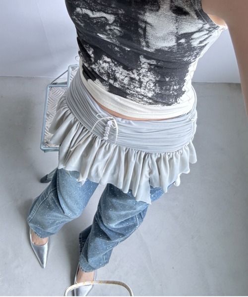 Y2K SYNAPSE FACTORY（ワイツーケー シナプスファクトリー）の「【シアー】フリルベージュ２WAYスカート（スカート・レディース・ベージュ・FREE）」の19枚目の写真