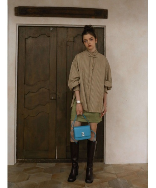 Katrin TOKYO(カトリーントーキョー)の「high-waist patchwork suede skirt(スカート・レディース・オレンジ/ライトグリーン・FREE/XS)」の3枚目の写真