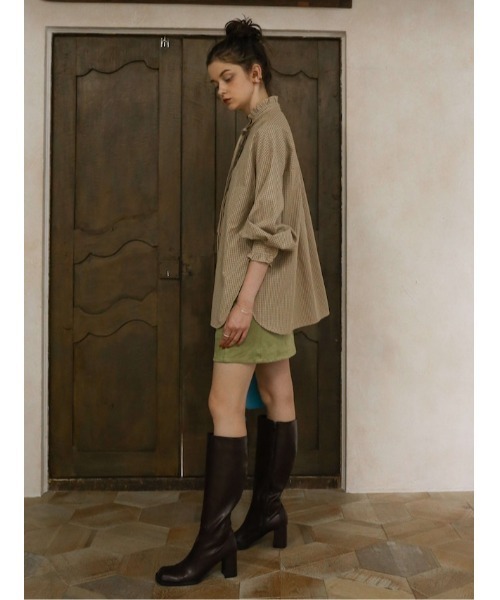Katrin TOKYO(カトリーントーキョー)の「high-waist patchwork suede skirt(スカート・レディース・オレンジ/ライトグリーン・FREE/XS)」の5枚目の写真