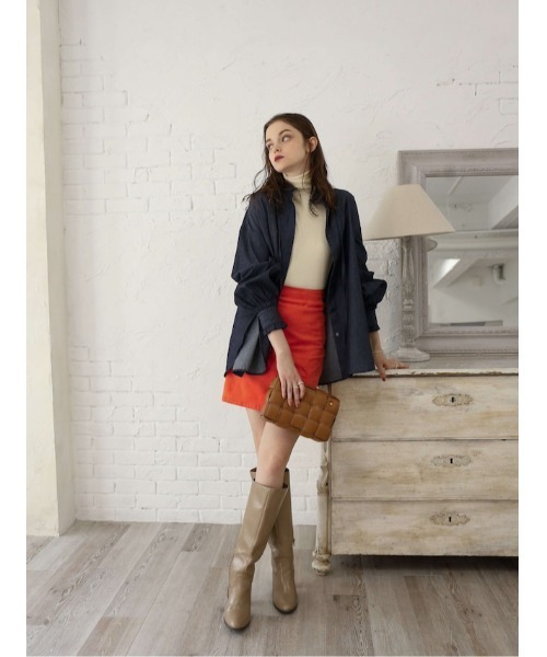 Katrin TOKYO(カトリーントーキョー)の「high-waist patchwork suede skirt(スカート・レディース・オレンジ/ライトグリーン・FREE/XS)」の9枚目の写真