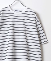 MRU（エムアールユー）の「MRU/エムアールユー 接触冷感 吸汗速乾 UVカット 機能ボーダー 半袖Tシャツ 大きいサイズ（3L,4L,5L,6L)（Tシャツ/カットソー・メンズ）」