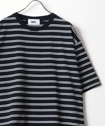 MRU/エムアールユー 接触冷感 吸汗速乾 UVカット 機能ボーダー 半袖Tシャツ 大きいサイズ(3L,4L,5L,6L)