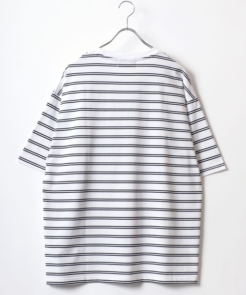 MRU(エムアールユー)の「MRU/エムアールユー 接触冷感 吸汗速乾 UVカット 機能ボーダー 半袖Tシャツ 大きいサイズ(3L,4L,5L,6L)(Tシャツ/カットソー・メンズ・ベージュ/ネイビー/ブラック/ホワイト・3L/6L/5L/4L)」の6枚目の写真