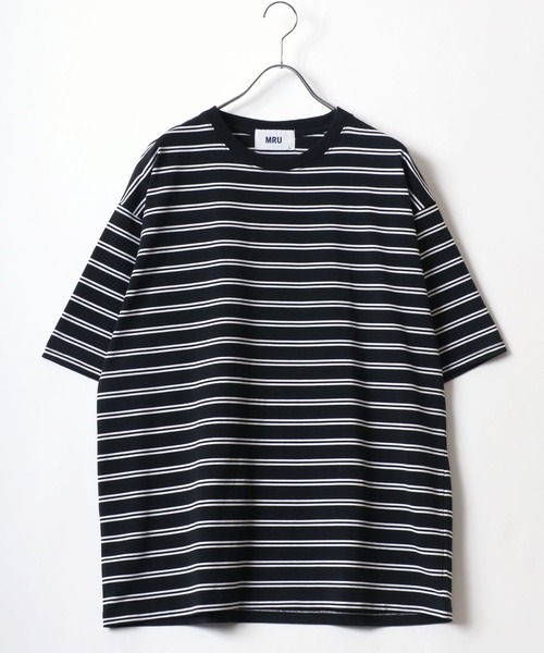 MRU(エムアールユー)の「MRU/エムアールユー 接触冷感 吸汗速乾 UVカット 機能ボーダー 半袖Tシャツ 大きいサイズ(3L,4L,5L,6L)(Tシャツ/カットソー・メンズ・ベージュ/ネイビー/ブラック/ホワイト・3L/6L/5L/4L)」の7枚目の写真