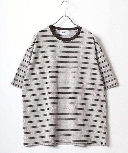 MRU(エムアールユー)の「MRU/エムアールユー 接触冷感 吸汗速乾 UVカット 機能ボーダー 半袖Tシャツ 大きいサイズ(3L,4L,5L,6L)(Tシャツ/カットソー・メンズ・ベージュ/ネイビー/ブラック/ホワイト・3L/6L/5L/4L)」の8枚目の写真
