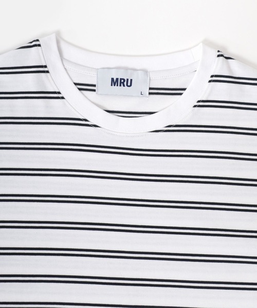 MRU(エムアールユー)の「MRU/エムアールユー 接触冷感 吸汗速乾 UVカット 機能ボーダー 半袖Tシャツ 大きいサイズ(3L,4L,5L,6L)(Tシャツ/カットソー・メンズ・ベージュ/ネイビー/ブラック/ホワイト・3L/6L/5L/4L)」の10枚目の写真