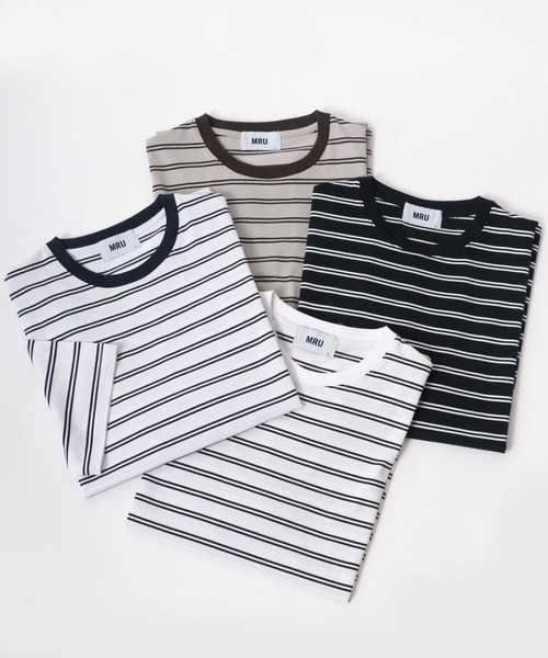 MRU(エムアールユー)の「MRU/エムアールユー 接触冷感 吸汗速乾 UVカット 機能ボーダー 半袖Tシャツ 大きいサイズ(3L,4L,5L,6L)(Tシャツ/カットソー・メンズ・ベージュ/ネイビー/ブラック/ホワイト・3L/6L/5L/4L)」の15枚目の写真
