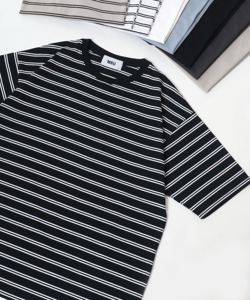 MRU(エムアールユー)の「MRU/エムアールユー 接触冷感 吸汗速乾 UVカット 機能ボーダー 半袖Tシャツ 大きいサイズ(3L,4L,5L,6L)(Tシャツ/カットソー・メンズ・ベージュ/ネイビー/ブラック/ホワイト・3L/6L/5L/4L)」の17枚目の写真
