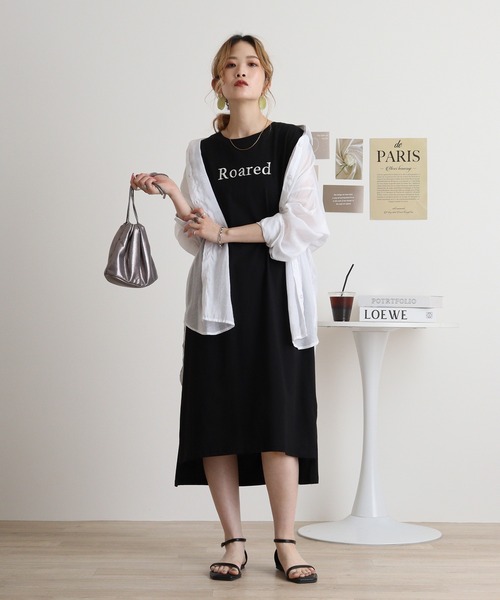 atONE(アットワン)の「フロント刺繍クルーネックカットワンピース(ワンピース・レディース・ブラック/カーキ/モカ・M)」の12枚目の写真