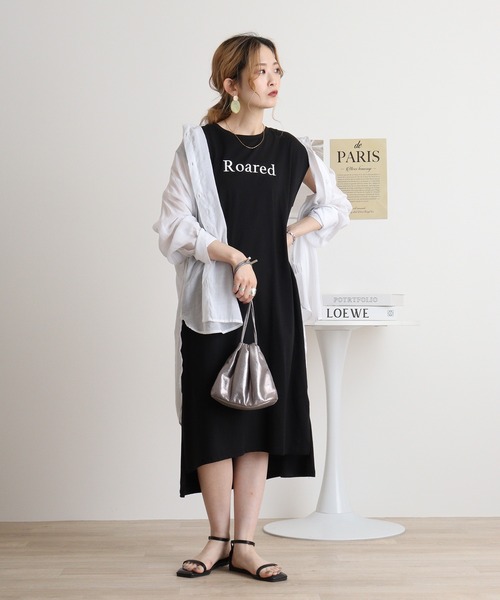 atONE(アットワン)の「フロント刺繍クルーネックカットワンピース(ワンピース・レディース・ブラック/カーキ/モカ・M)」の11枚目の写真