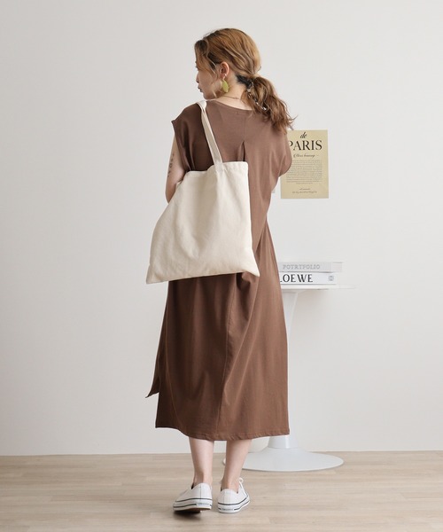 atONE(アットワン)の「フロント刺繍クルーネックカットワンピース(ワンピース・レディース・ブラック/カーキ/モカ・M)」の22枚目の写真