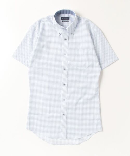 TOKYO SHIRTS（トウキョウシャツ）の「超形態安定ノーアイロン ボタンダウン 半袖ビジネスワイシャツ（ビジネスシャツ・メンズ・ブルー・首回り39cm/首回り41cm/首回り42cm/首回り43cm/首回り37cm）」の3枚目の写真